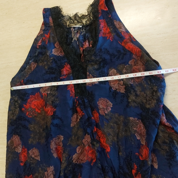 Free People Intimately Blue Red Floral Flowy Lace Short Dress Nightgown Tunic - Picture 10 of 13